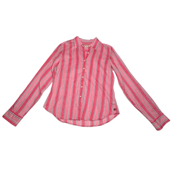Ralph Lauren Polo Jeans Co Womens Large Long Sleeve Button Up Pink Striped Shirt - Picture 1 of 8